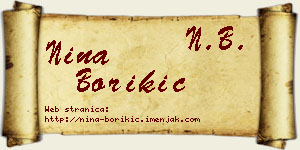 Nina Borikić vizit kartica